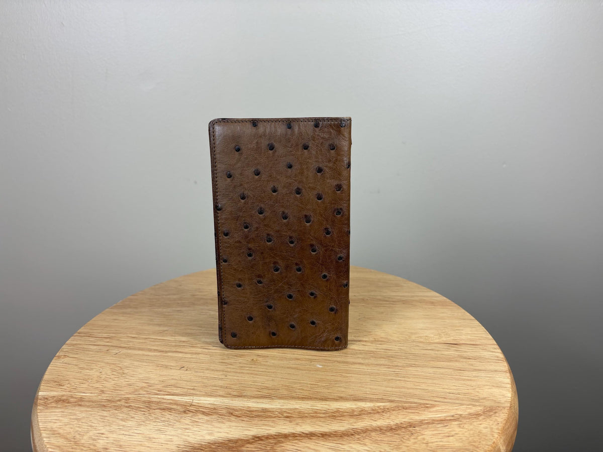 Authentic Louis Vuitton Brown Ostrich Check-book Cover