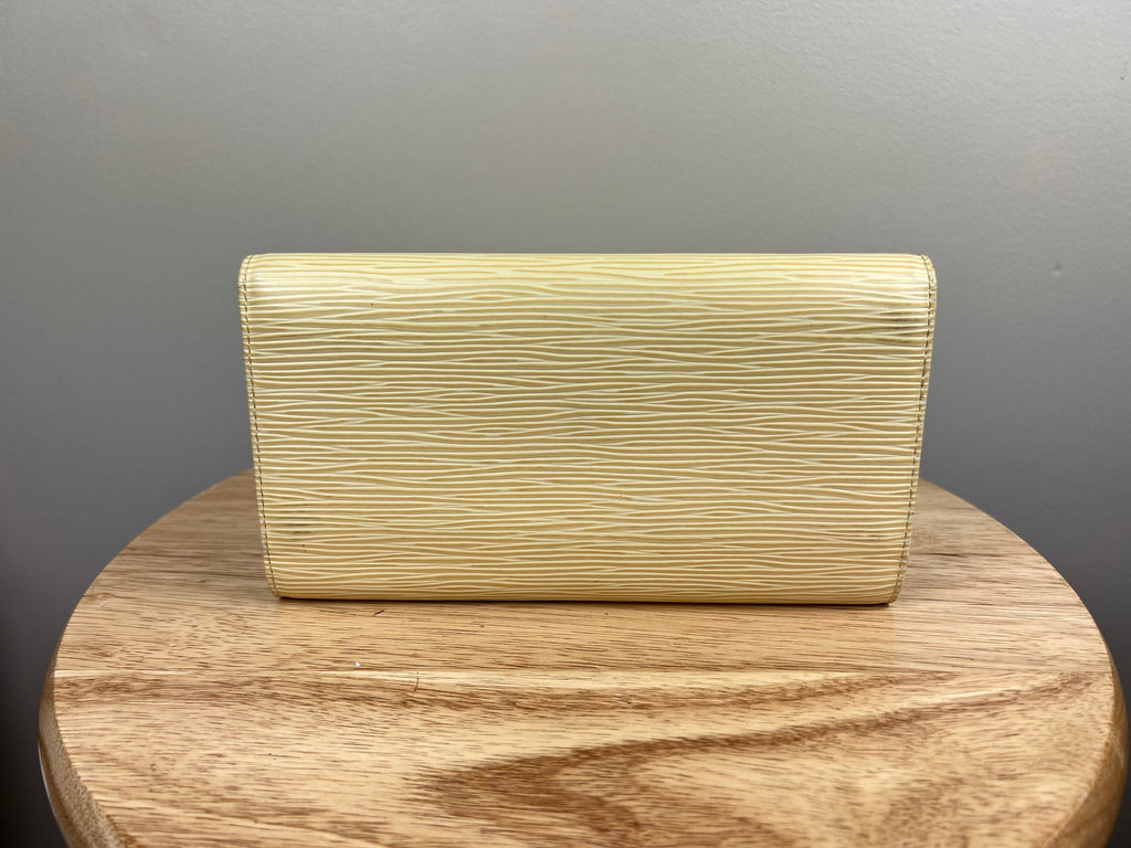 Authentic Louis Vuitton Epi Crème International Tri-Fold Long Wallet