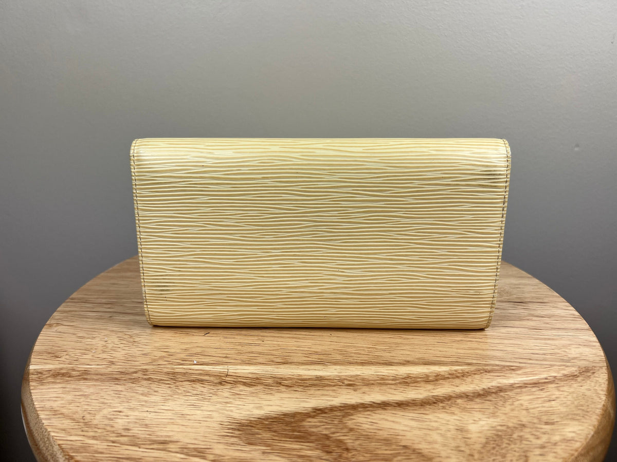 Authentic Louis Vuitton Epi Crème International Tri-Fold Long Wallet
