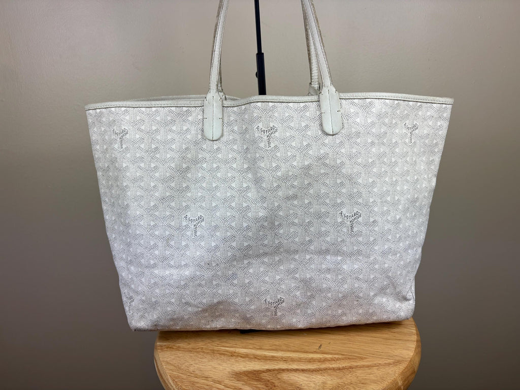Authentic Goyard Saint Louis PM Tote White Bag with Pouch