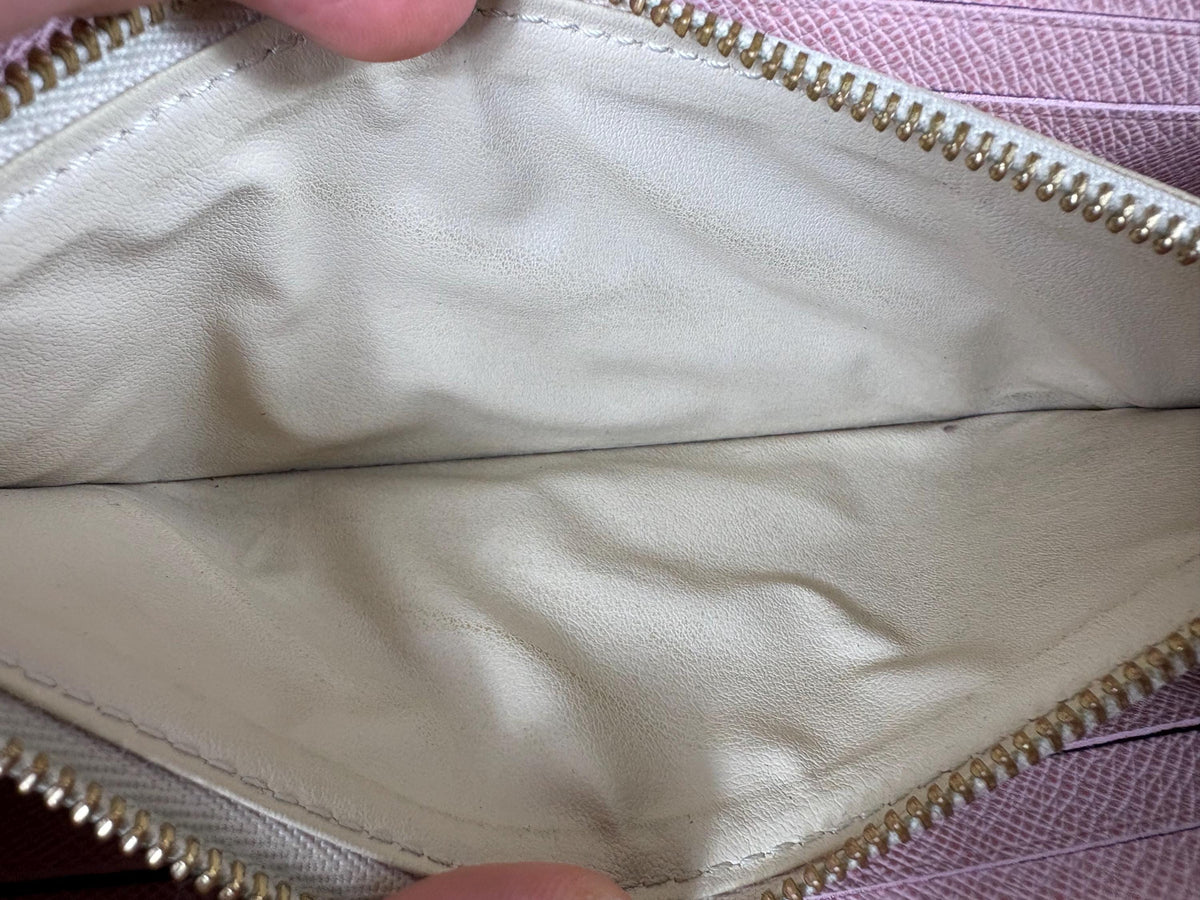 Authentic Louis Vuitton Damier Azur Clemence Zip Around Wallet w/ Pink Interior