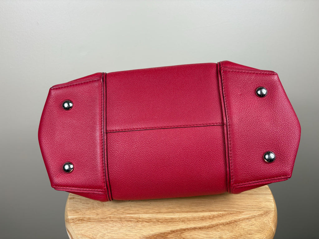 Authentic Louis Vuitton Taurillon Lock It MM Red Leather Top Handle Bag
