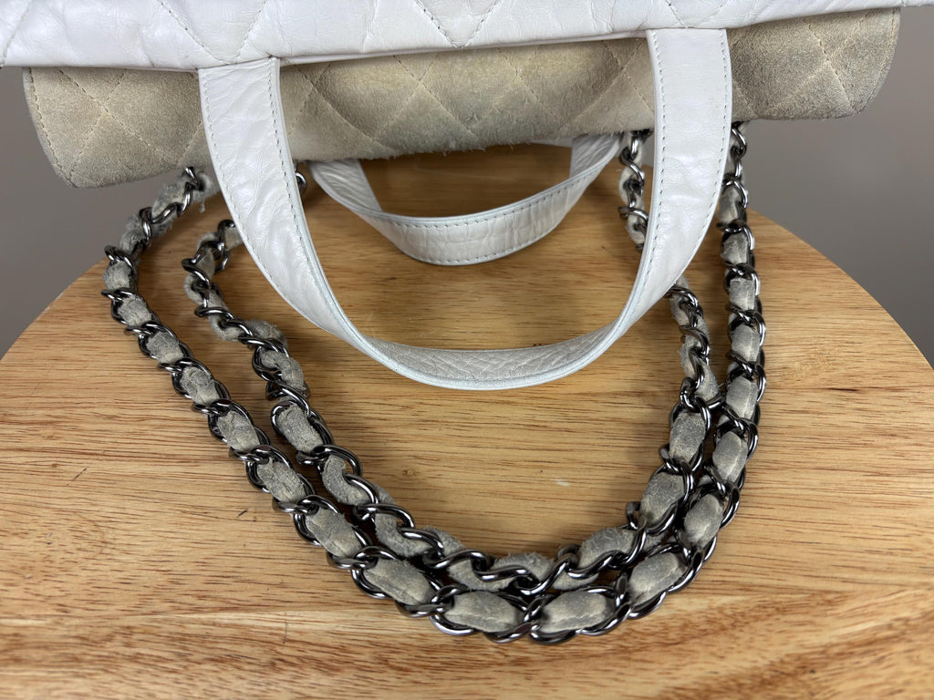 Authentic Chanel Quilted Leather and Suede Portobello 2-Way Bag w/ COA