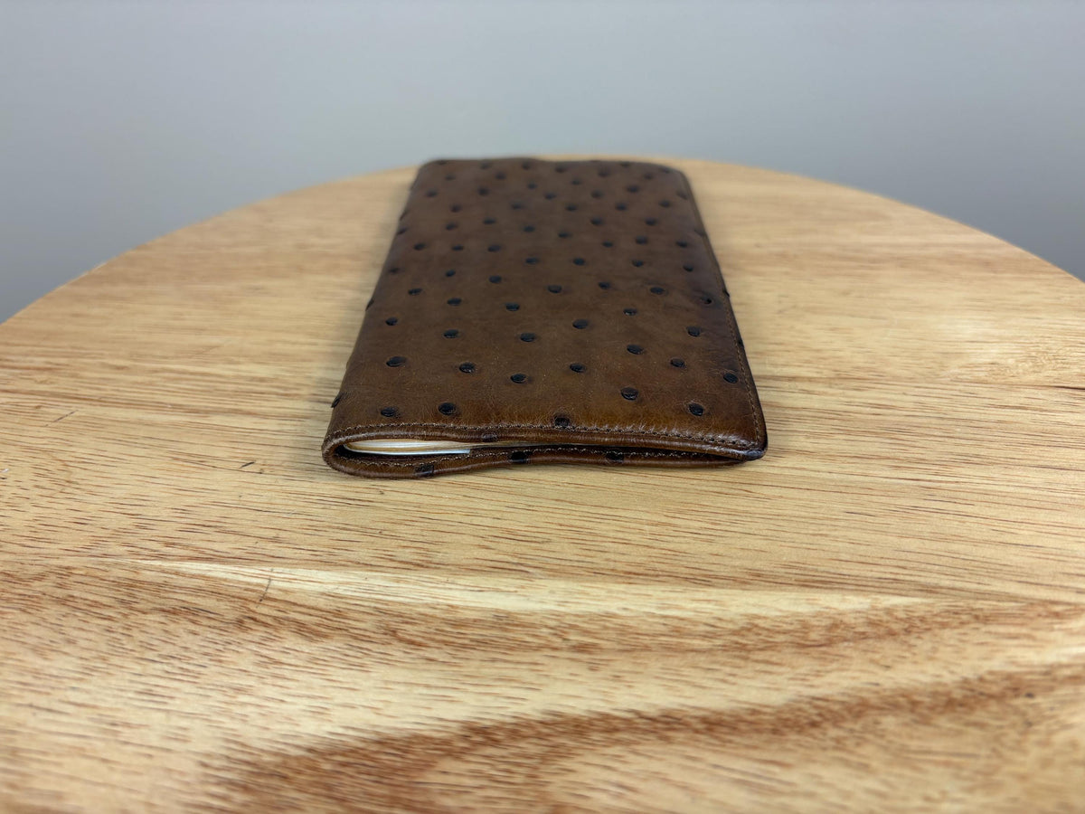 Authentic Louis Vuitton Brown Ostrich Check-book Cover
