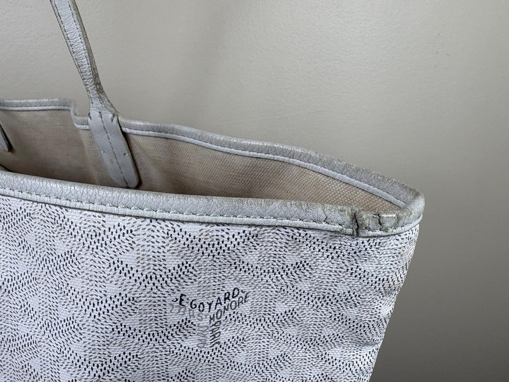 Authentic Goyard Saint Louis PM Tote White Bag with Pouch