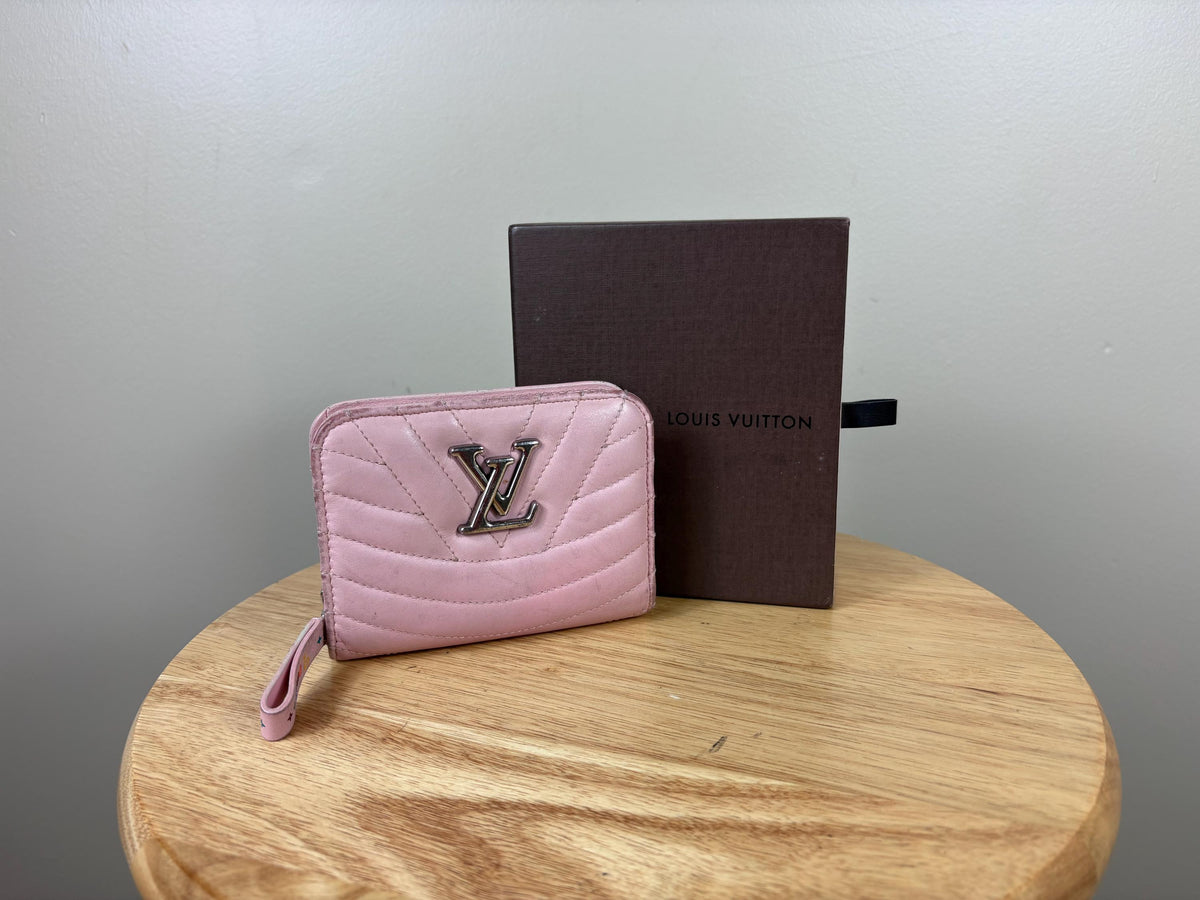 Authentic Louis Vuitton  New Wave Pink Leather Compact Zip Wallet