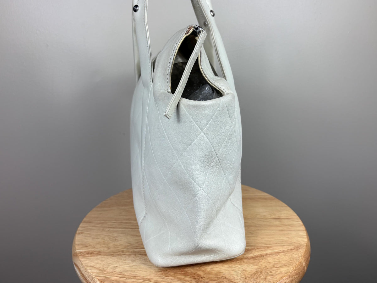 Authentic Chanel Vintage White All Day Top Handle Bag