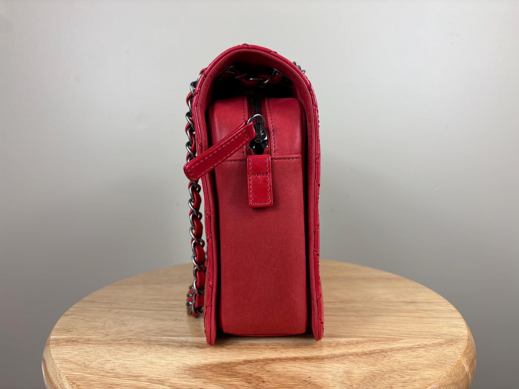 Authentic Chanel Matelasse Red Calfskin Leather Cocomark Shoulder Bag w/ COA