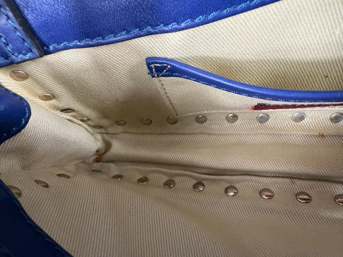 Authentic Valentino Rock Stud Blue Leather Clutch