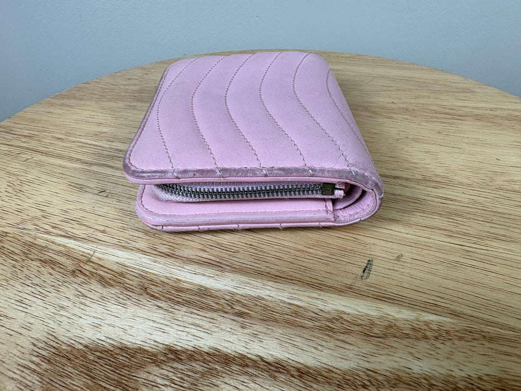 Authentic Louis Vuitton  New Wave Pink Leather Compact Zip Wallet