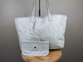 Authentic Goyard Saint Louis PM Tote White Bag with Pouch