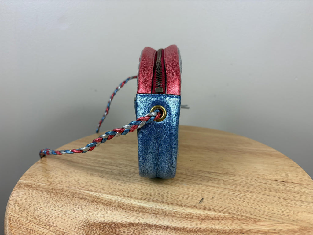 Authentic Gucci Horsebit Trampuntata Zumi Metalic Crossbody Bag