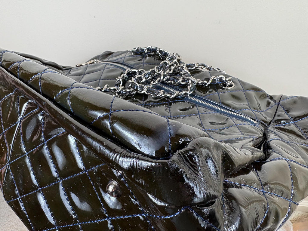 Authentic Chanel Chic and Glitter Ligne Timeless Vintage Patent Leather Tote Bag