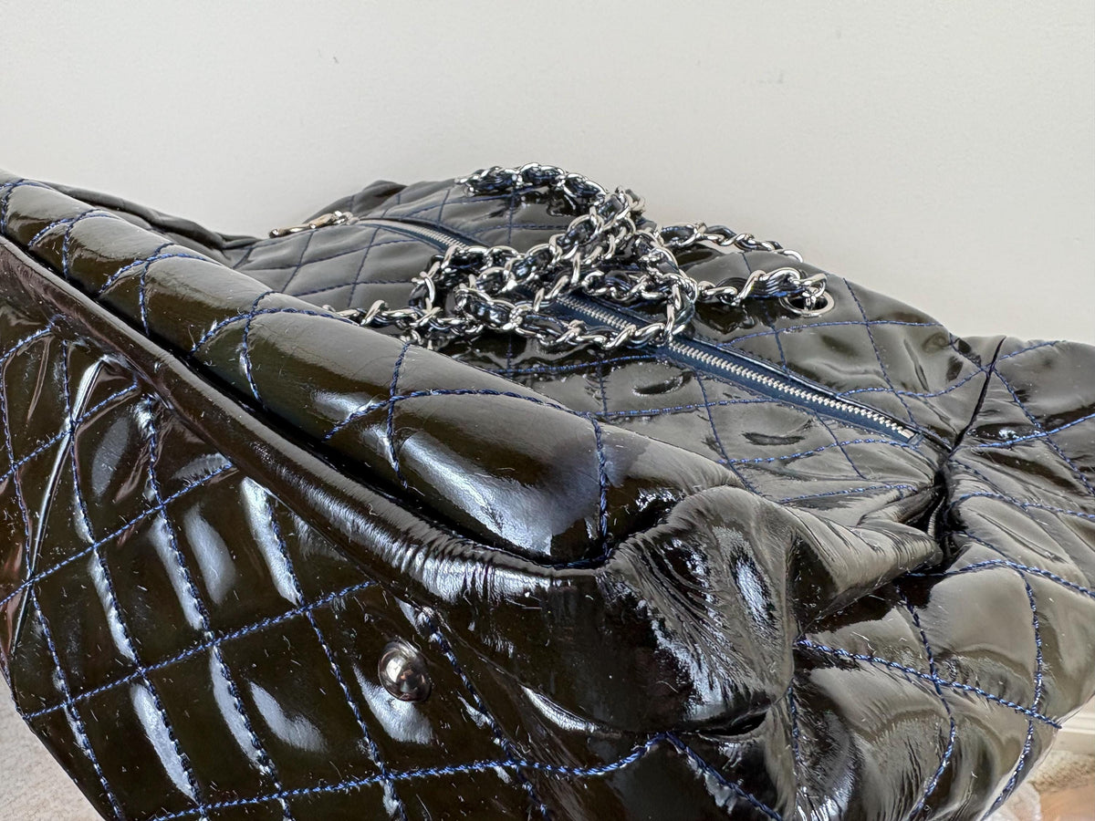 Authentic Chanel Chic and Glitter Ligne Timeless Vintage Patent Leather Tote Bag