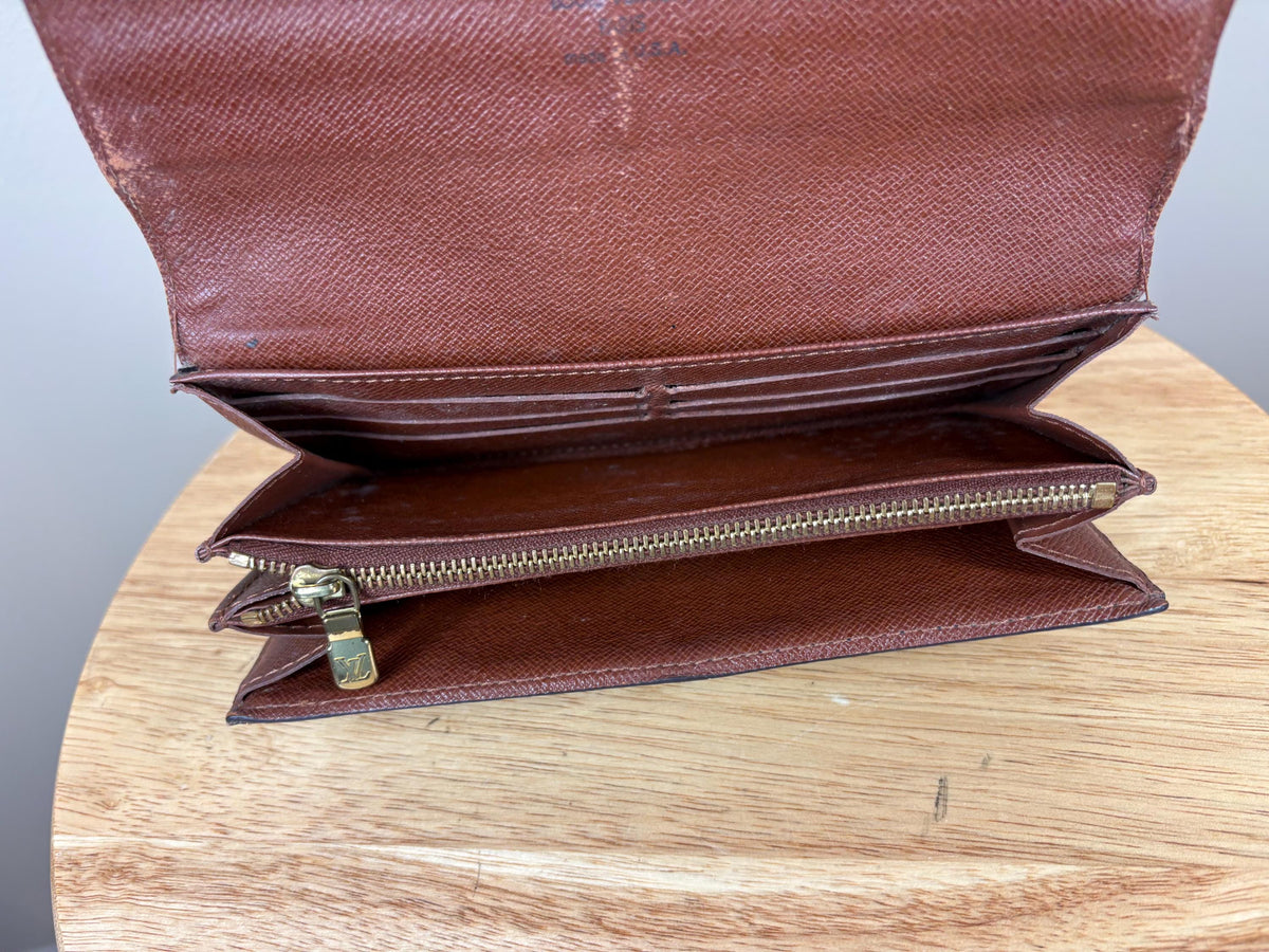 Authentic Louis Vuitton Monogram Portefeiulle Sarah Long Bifold Wallet
