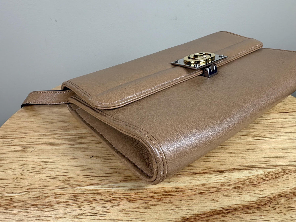 Authentic Gucci GG Linea Matisse Brown Leather Shoulder Bag