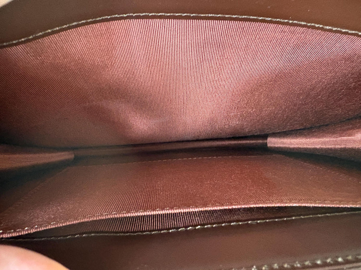 Authentic Givenchy Brown Leather Top Handle Shoulder Bag w/ Gold Hardware