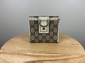 Authentic Gucci Compact Wallet White Leather GG
