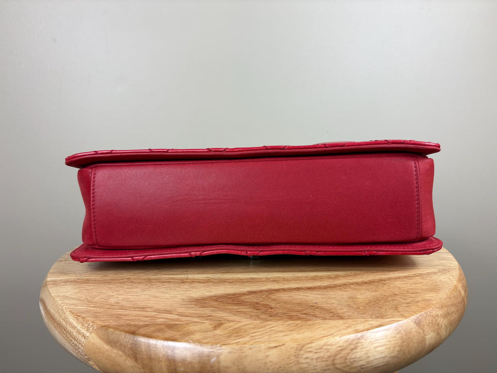 Authentic Chanel Matelasse Red Calfskin Leather Cocomark Shoulder Bag w/ COA