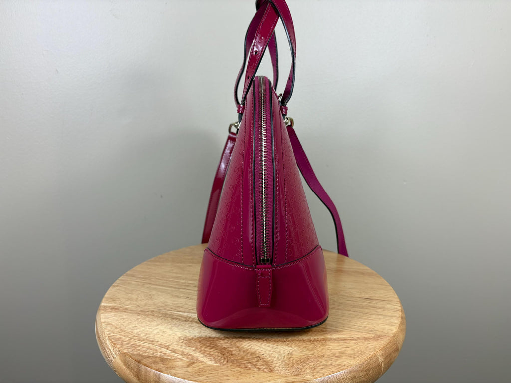Authentic Gucci Hot Pink Small Microguccissima Patent Nice Dome 2-Way Bag