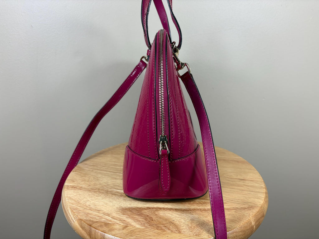 Authentic Gucci Hot Pink Small Microguccissima Patent Nice Dome 2-Way Bag