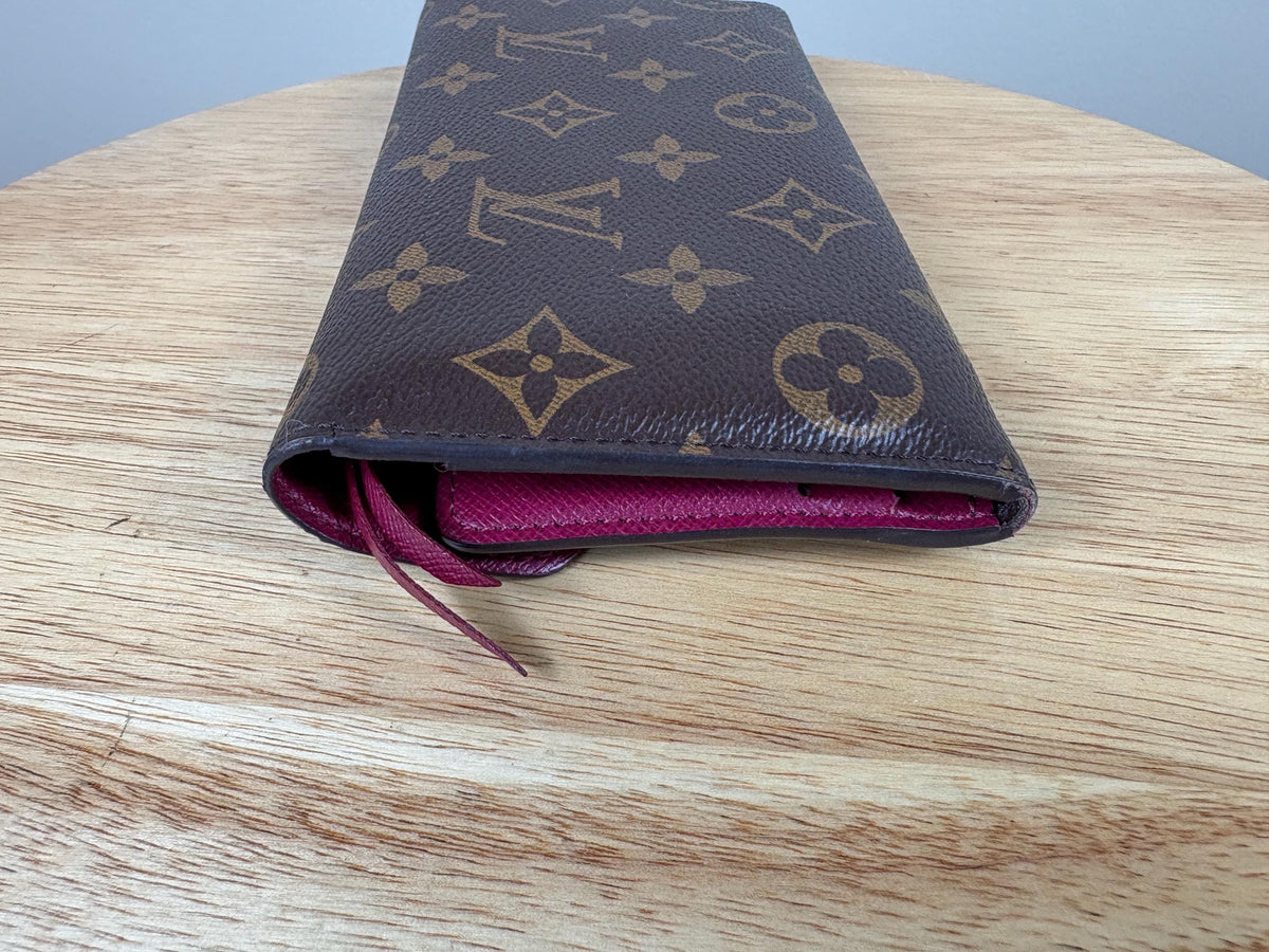 Authentic Louis Vuitton Monogram Emilie Red Long Bifold Wallet