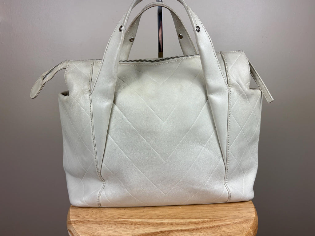Authentic Chanel Vintage White All Day Top Handle Bag