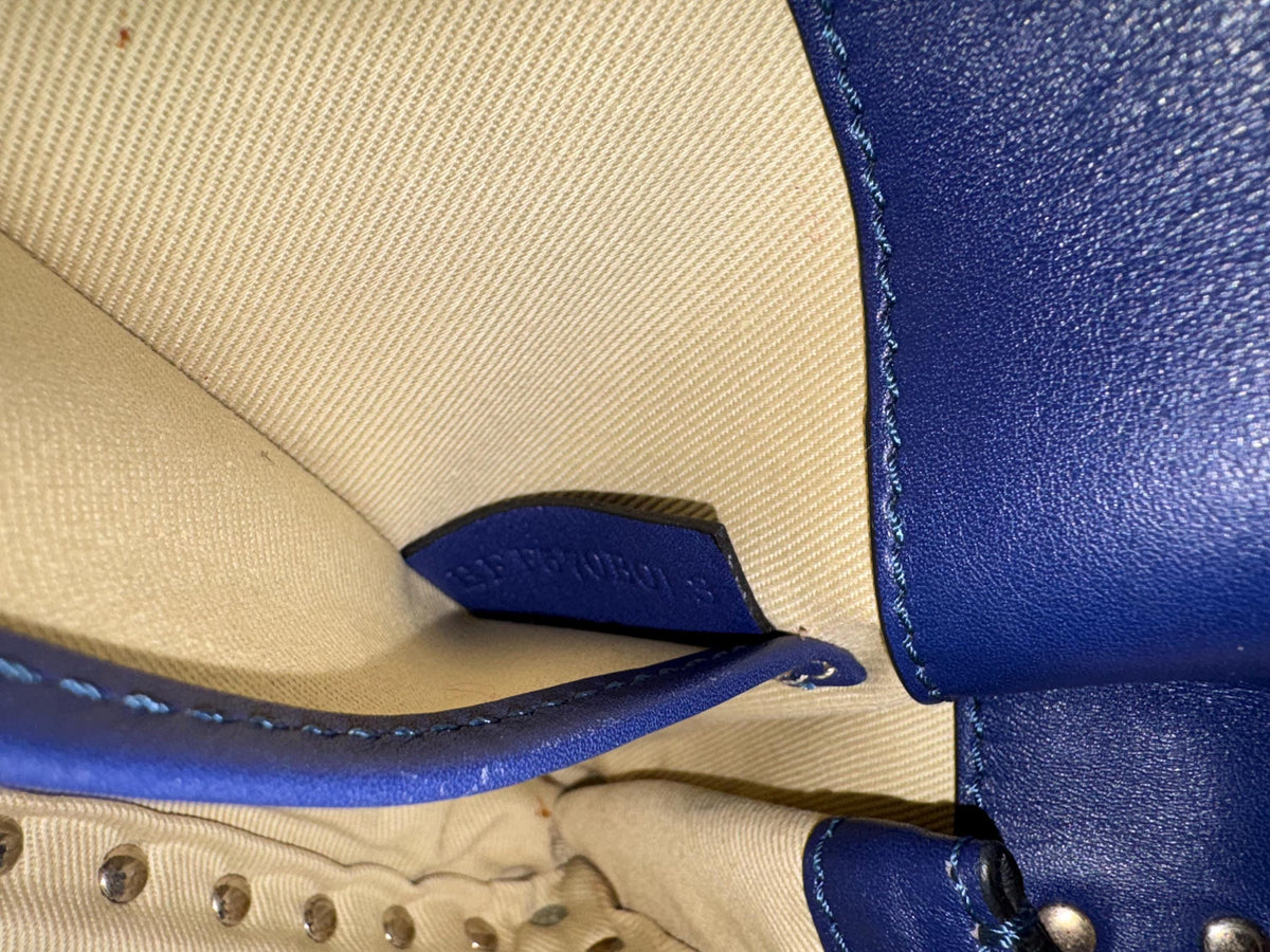Authentic Valentino Rock Stud Blue Leather Clutch