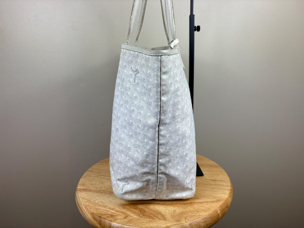 Authentic Goyard Saint Louis PM Tote White Bag with Pouch