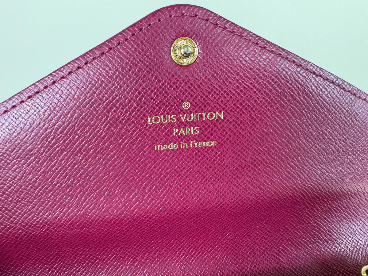 Authentic Louis Vuitton Monogram Emilie Red Long Bifold Wallet