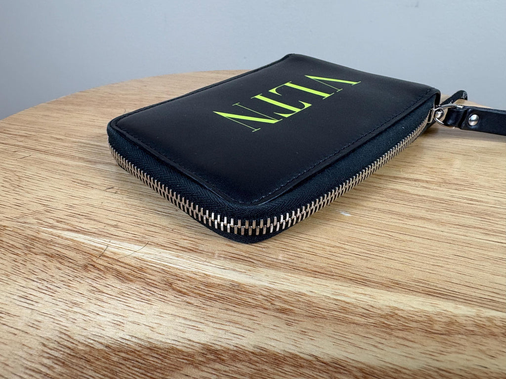 Authentic Valentino Black Leather Bifold Wallet with Strap VLTN