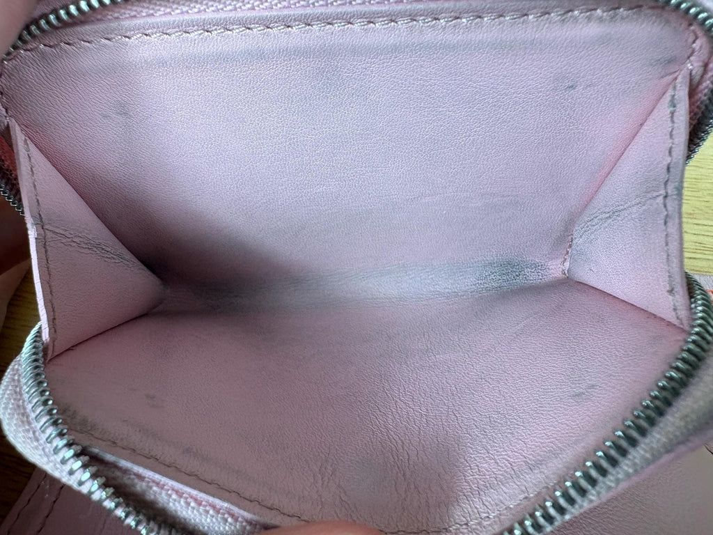 Authentic Louis Vuitton  New Wave Pink Leather Compact Zip Wallet