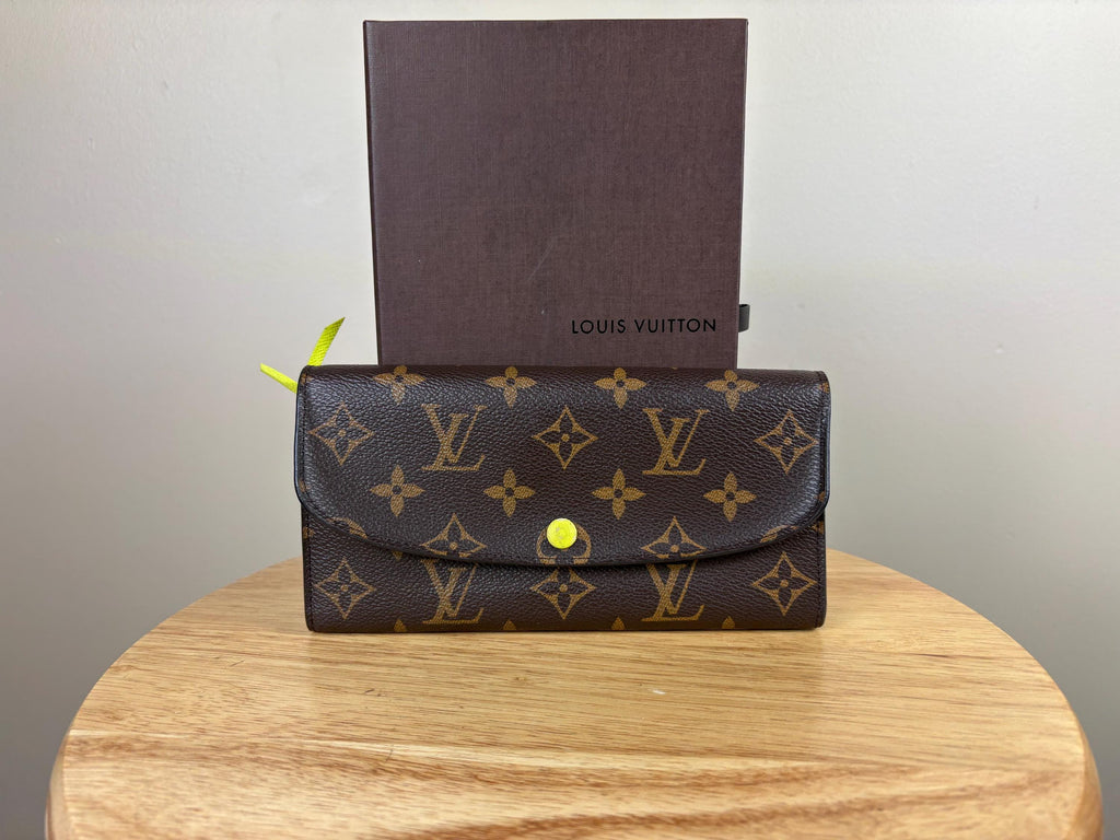 Authentic Louis Vuitton Monogram Emilie Neon Long Bifold Wallet w/ Box