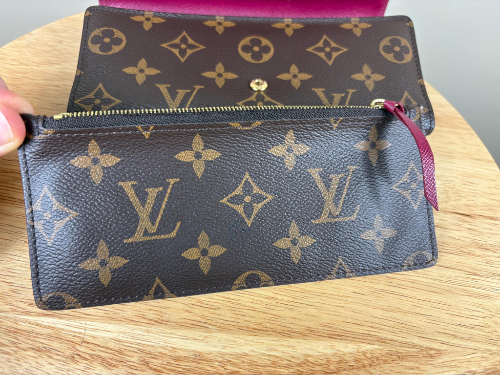 Authentic Louis Vuitton Monogram Emilie Red Long Bifold Wallet
