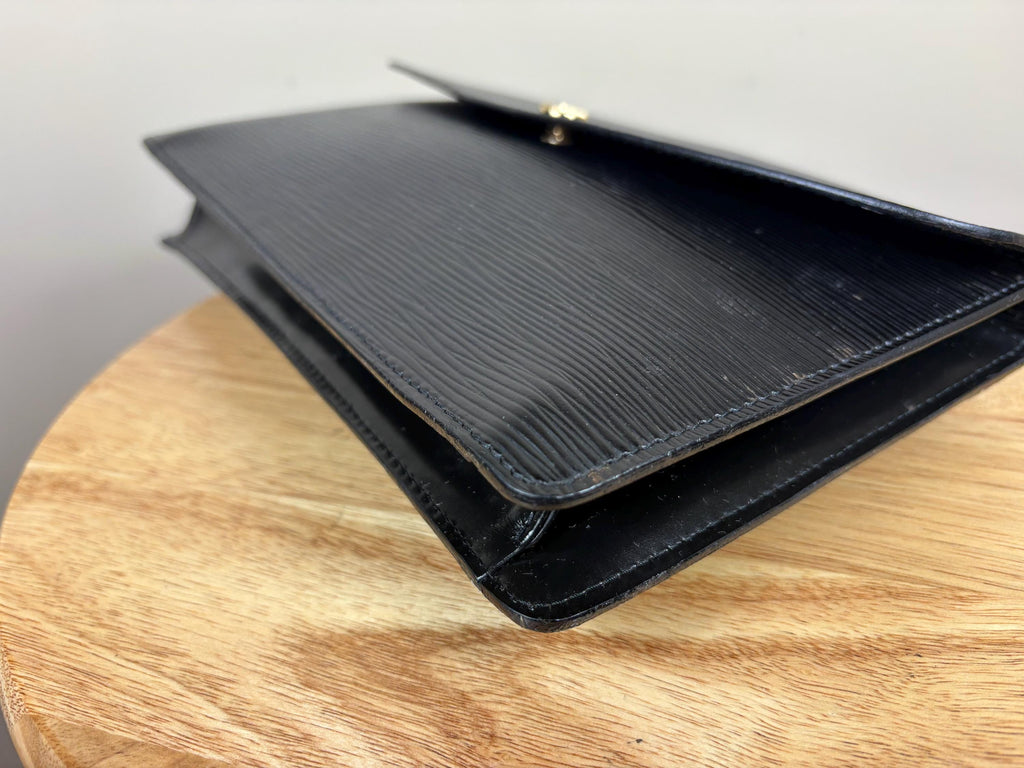 Authentic Louis Vuitton Epi Black Leather Montaigne 27 Clutch Pouch