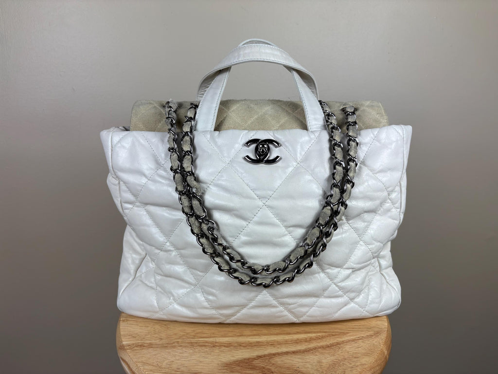 Authentic Chanel Quilted Leather and Suede Portobello 2-Way Bag w/ COA