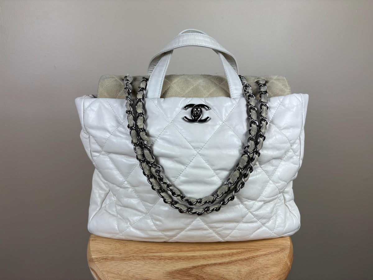 Authentic Chanel Quilted Leather and Suede Portobello 2-Way Bag w/ COA