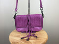 Authentic Bottega Veneta Pink Intrecciato Front Pocket Leather Crossbody Bag