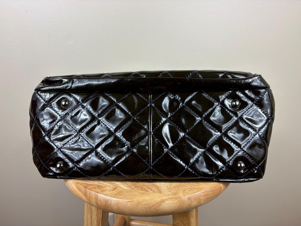 Authentic Chanel Chic and Glitter Ligne Timeless Vintage Patent Leather Tote Bag