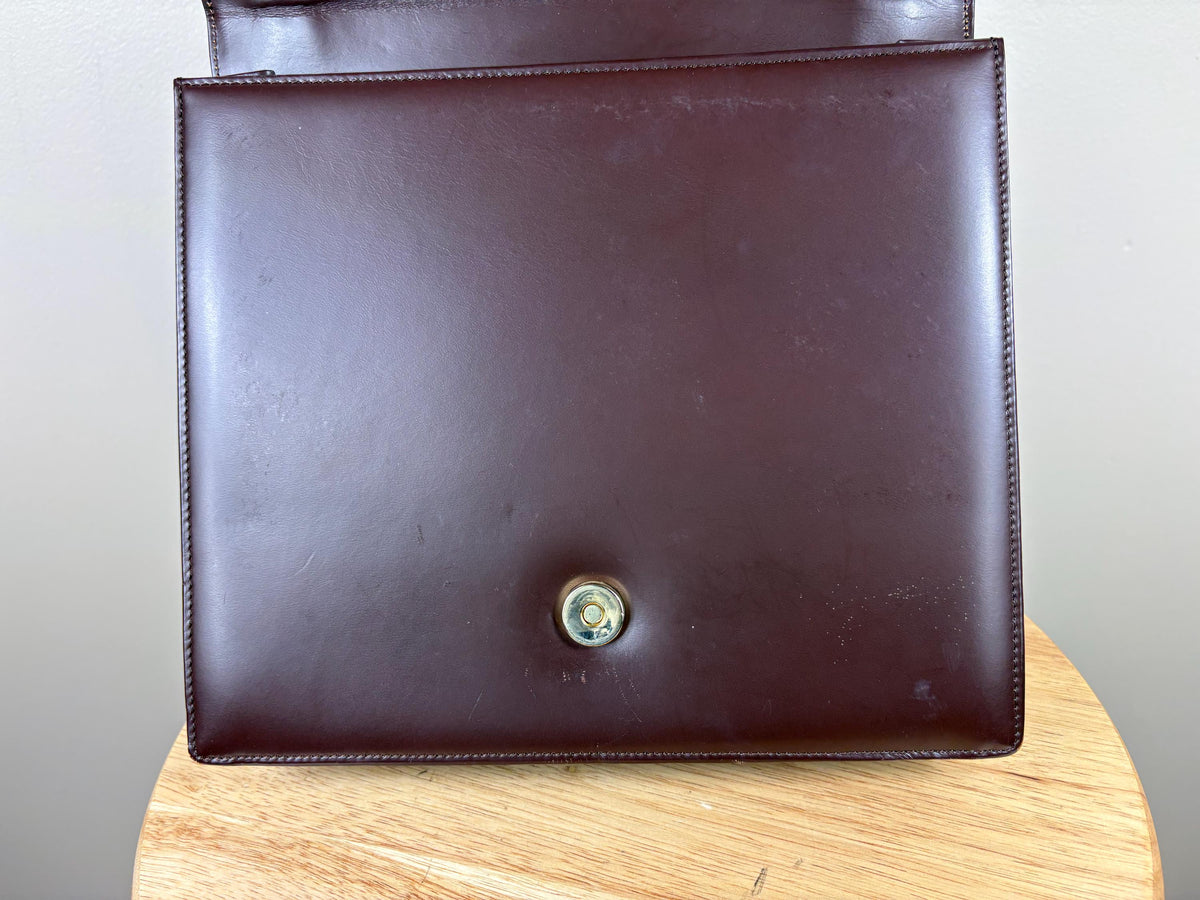 Authentic Givenchy Brown Leather Top Handle Shoulder Bag w/ Gold Hardware