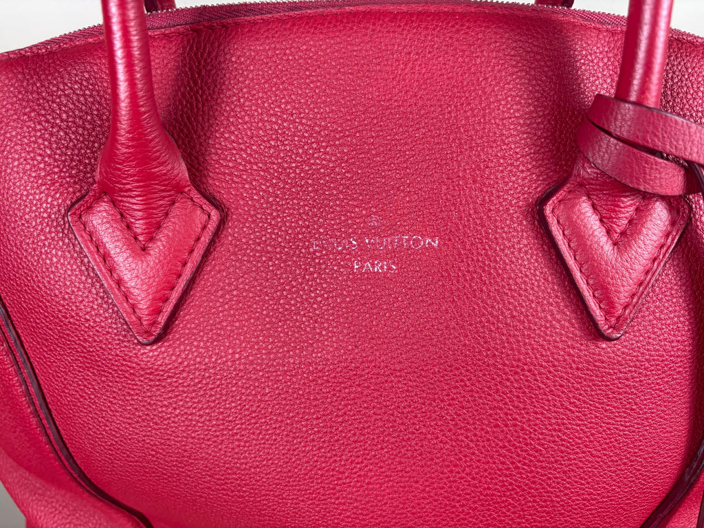 Authentic Louis Vuitton Taurillon Lock It MM Red Leather Top Handle Bag