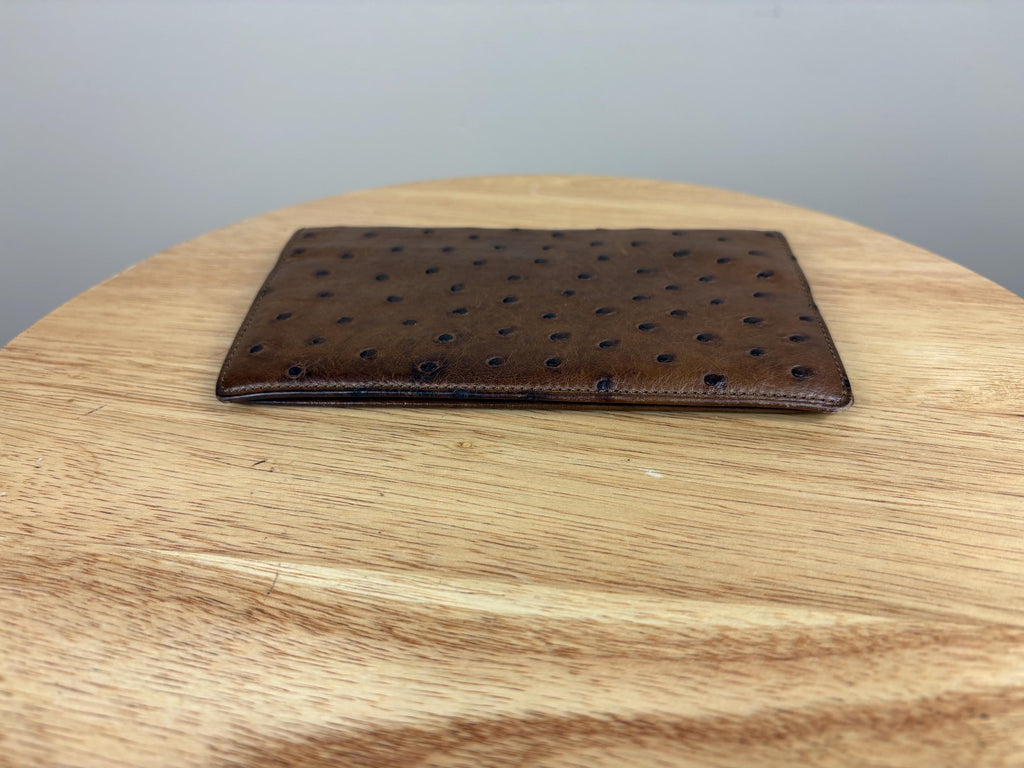 Authentic Louis Vuitton Brown Ostrich Check-book Cover