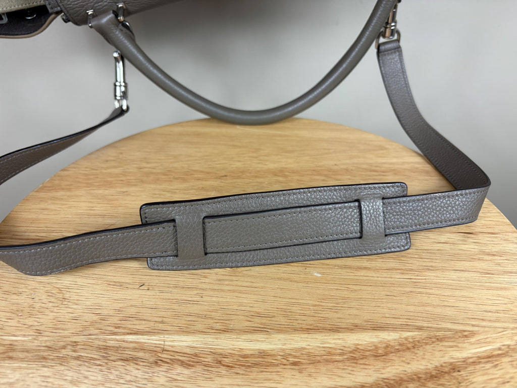 Authentic Celine Trapeze Leather Gray 2-Way Handbag Luggage