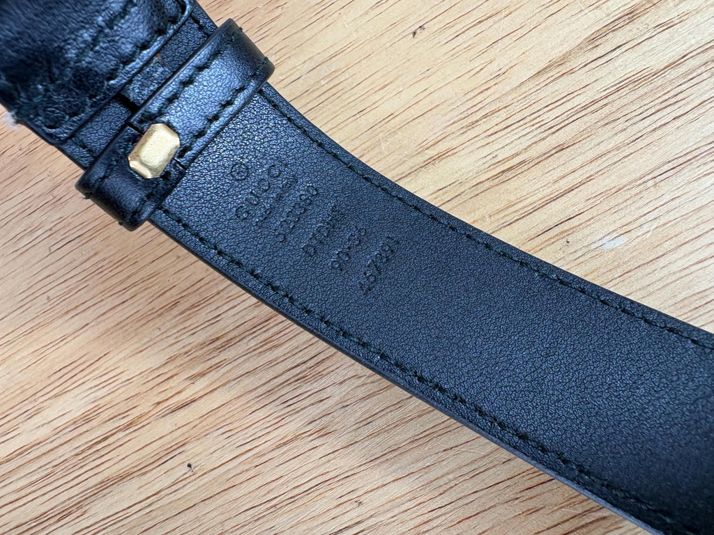 Authentic Gucci Marmont Matelasse Black Leather Belt Bag Size (90/36)