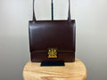 Authentic Givenchy Brown Leather Top Handle Shoulder Bag w/ Gold Hardware