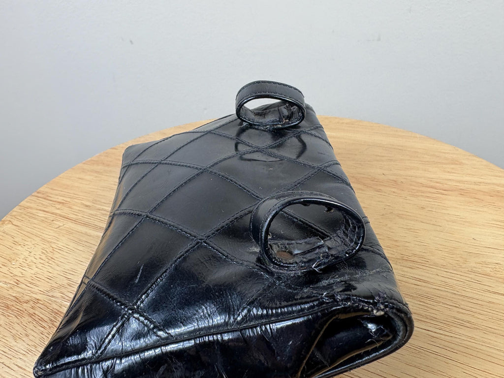 Authentic Chanel Vintage Matrasse CC Black Patent Leather Belt Bag