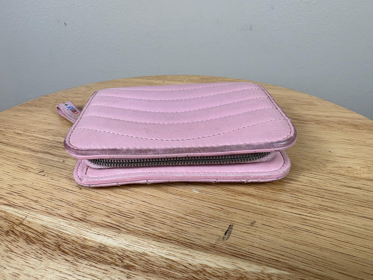 Authentic Louis Vuitton  New Wave Pink Leather Compact Zip Wallet