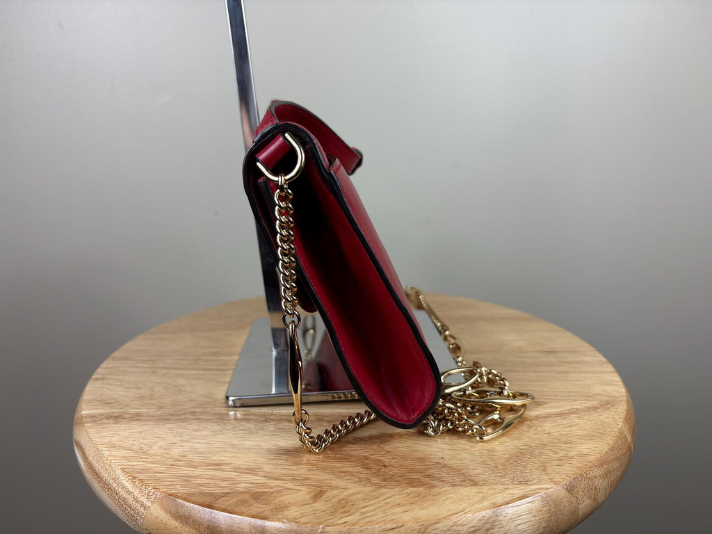 Authentic Gucci Horse Bit Red Leather Zumi Shoulder Hand Bag