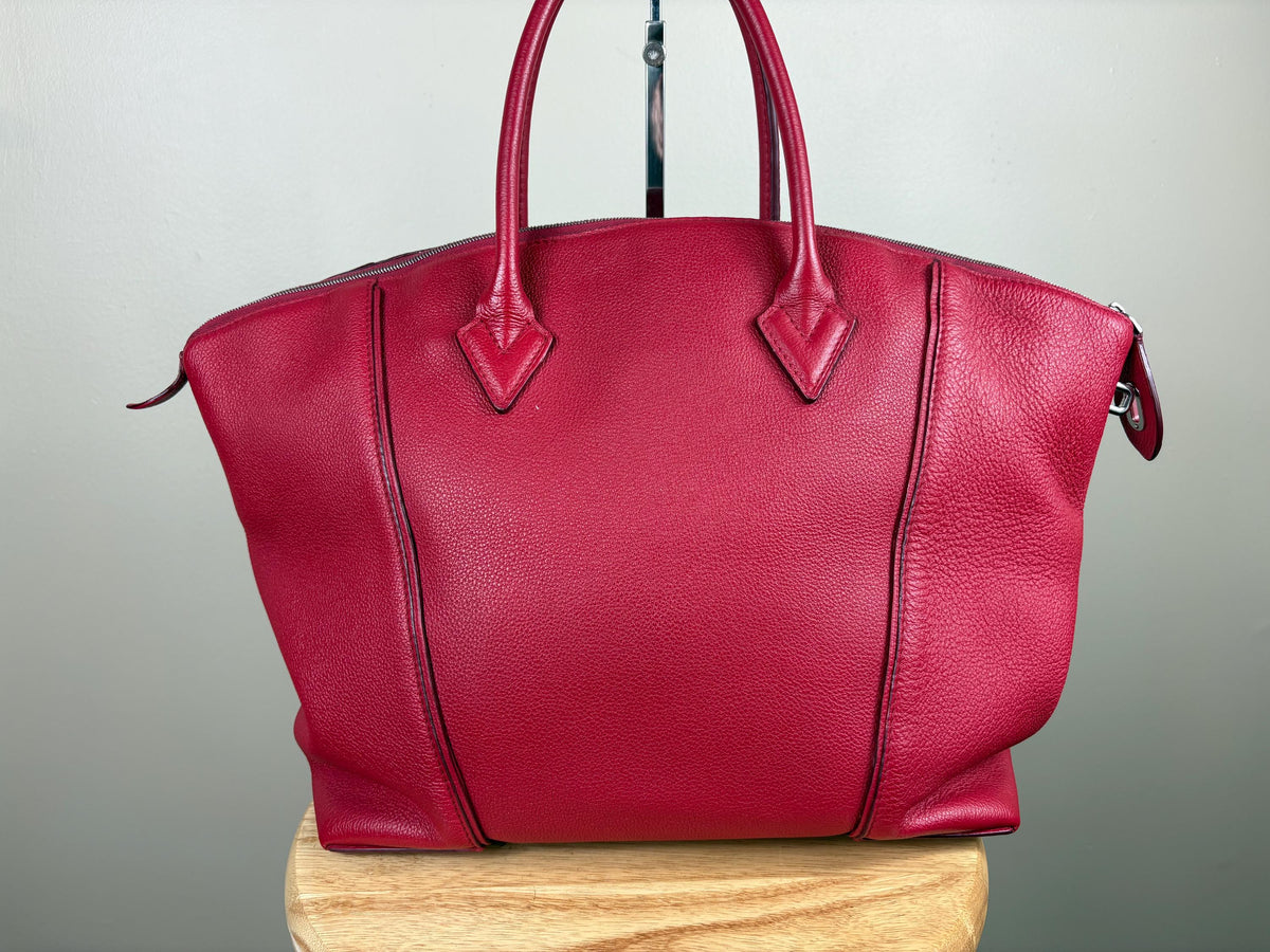 Authentic Louis Vuitton Taurillon Lock It MM Red Leather Top Handle Bag