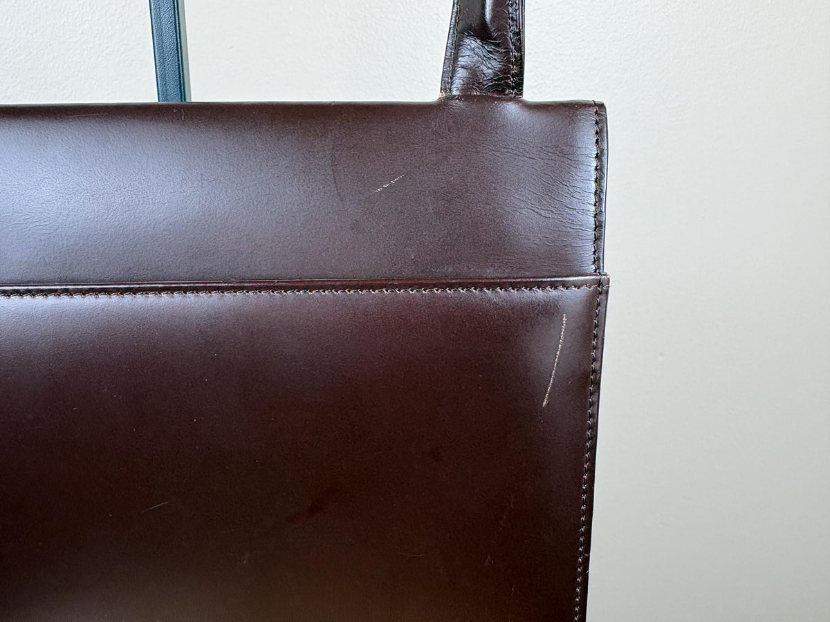 Authentic Givenchy Brown Leather Top Handle Shoulder Bag w/ Gold Hardware
